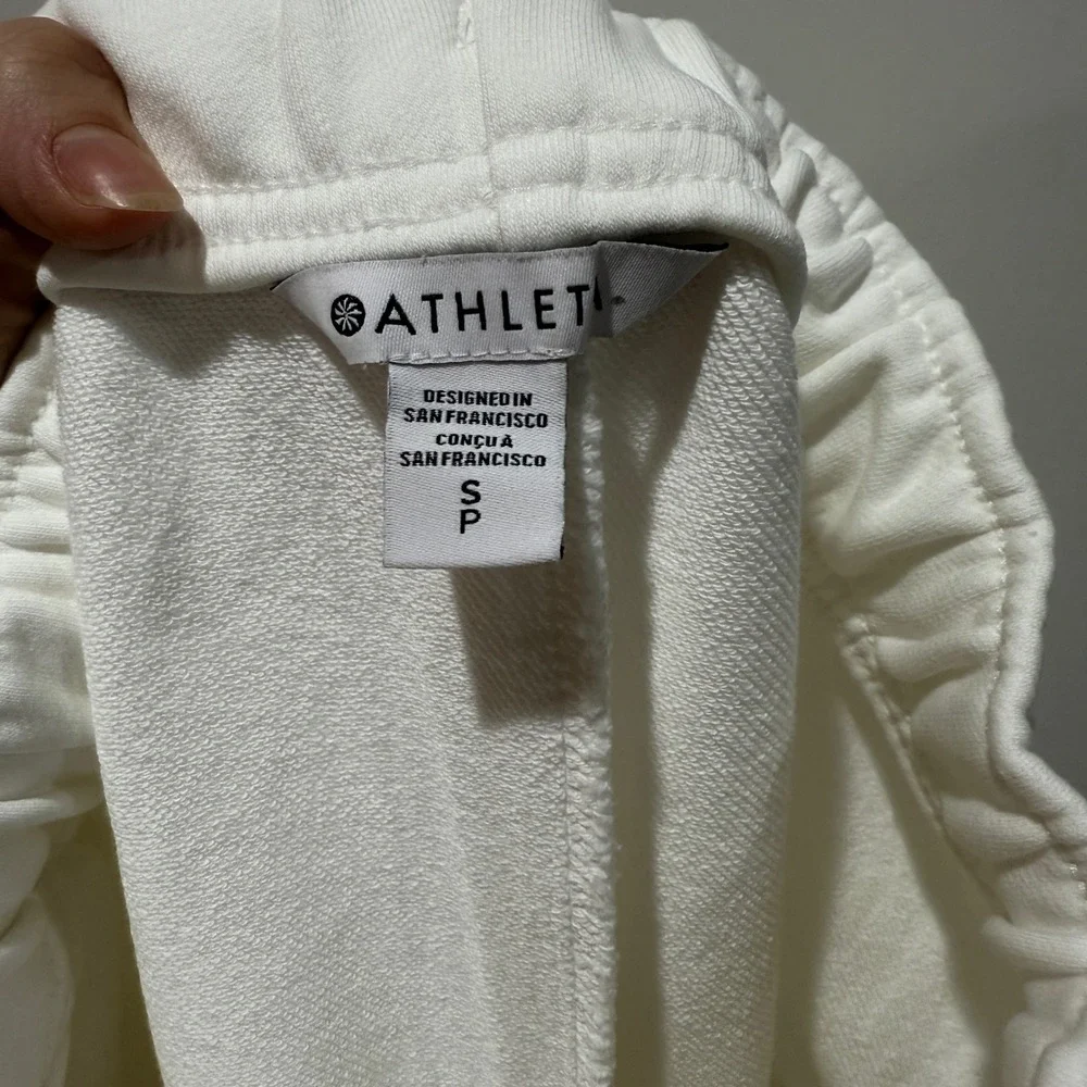 NWT Athleta Heavyweight Terry Cargo‎ Jogger Pants S Petite Ivory Off-white Cargo
